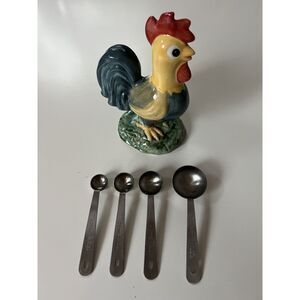 Vintage Ceramic Colorful Rooster Tablespoon Holder Farmhouse Kitchen Home Decor